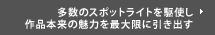 多数のスポットライトを駆使し作品本来の魅力を最大限に引き出す